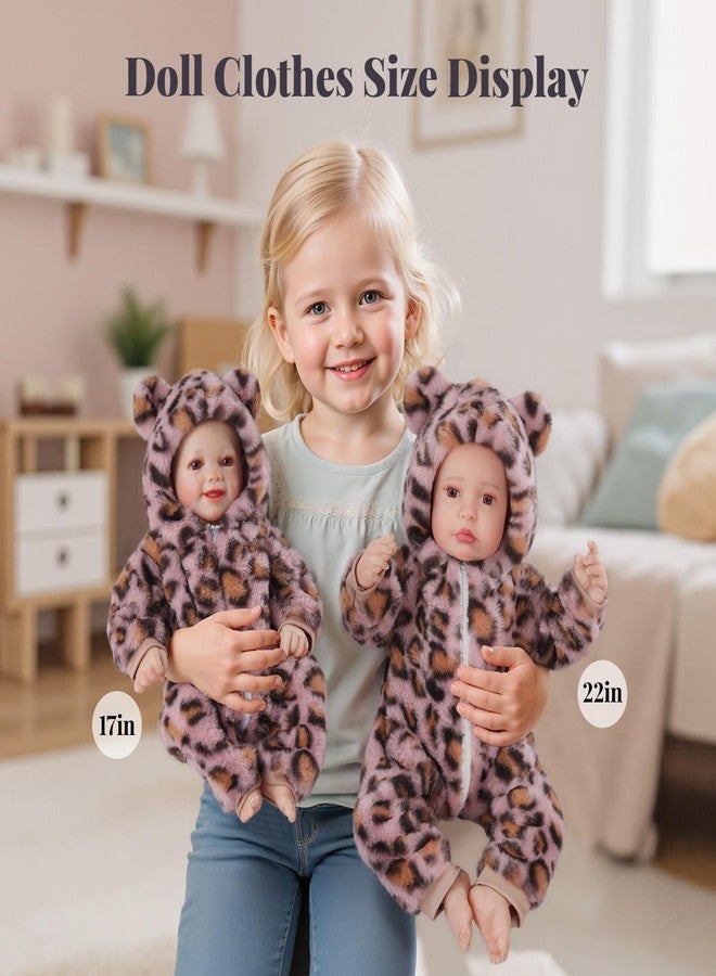 BABESIDE Reborn Baby Doll Clothes Set for 17-22 Inch Dolls, Cozy Babydolls Clothes Onesie with Hat for Lifelike Reborn Baby Doll Accessories, Leopard Print - Image 3